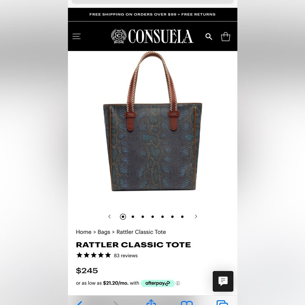 Consuela snake print tote
